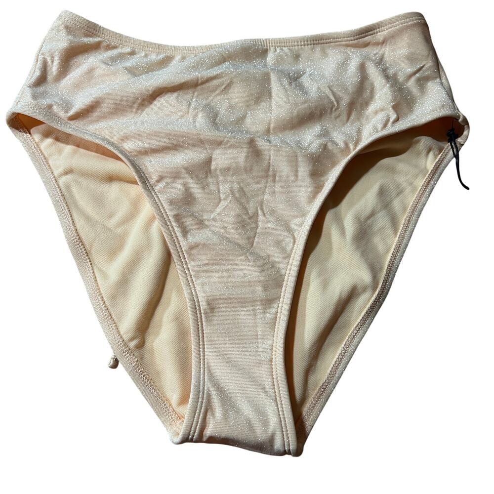 Shade & Shore Women's Lurex Cinched Tie Back Bikini Bottom - Size Small - NWT
